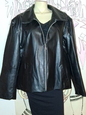 K C Collection Black Zip-Up Jacket